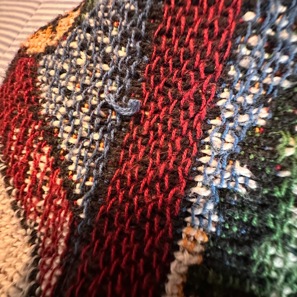 Vintage Sugar Street Weavers Tapestry Sweater OS Red Christmas Patchwork - Picture 11 of 11